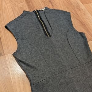 3/25 Dark Grey Plunge Midi Stretch Dress